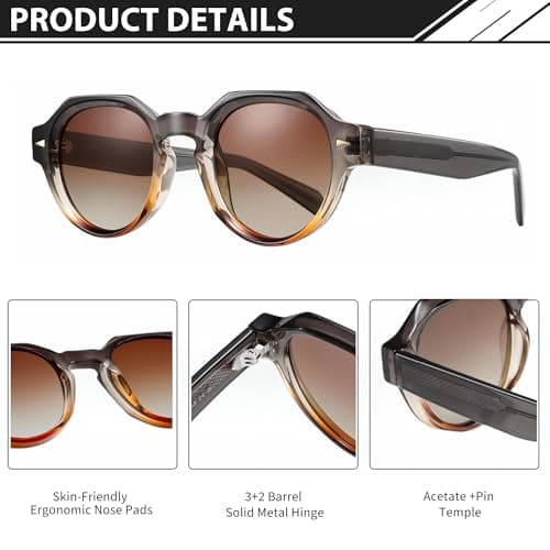 ROCKNIGHT HD Polarized Sunglasses Men UV Protection Anti Reflective Brown Gradient Sunglasses Durable Acetate Frame Travel Hiking Driving Sunglasses - Thumbnail 4