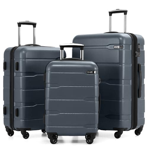 Coolife Luggage Set 3 Piece Hardside PC+ABS Suitcase with TSA Lock, Expandable Large Checked Luggage, Lightweight Rolling Carry On with Spinner Wheels(20/24/28 Inch, Teal) - Image 1