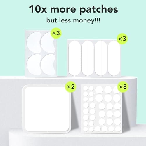 LitBear Large Pimple Patches (7 Sizes 306 Patches), Big Acne Patches, XL Hydrocolloid Bandages for Full Face, Forehead, Chin, Nose, Body, Back, Neck & Chest, Oval, Moon, Square hydrocolloid Patch - Thumbnail 3