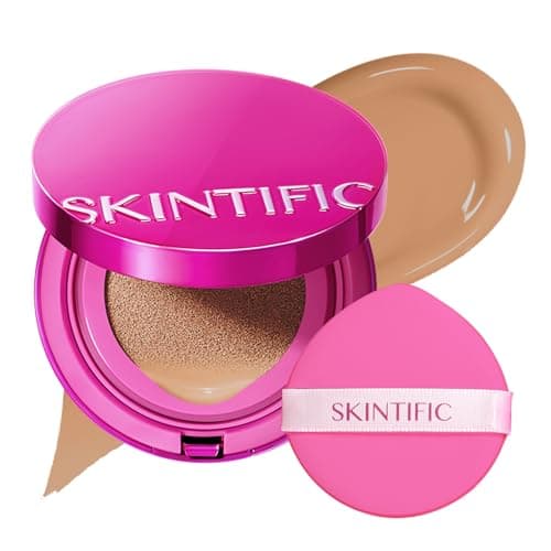 SKINTIFIC Pink Glow Cushion Foundation #5CN Cool Walnut| Medium Coverage, Natural Glow Finish, Moisturizing for Dry Skin, Lightweight, Long-Lasting & Oxidation-Resistant - Image 1