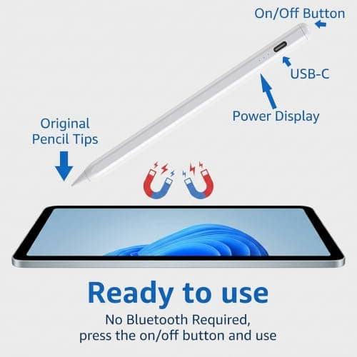 3X Fast Charge Stylus Pen for iPad, Active Pencil with Palm Rejection & Tilt Sensitivity, Compatible iPad 10th/9th/8th/7th/6th Gen, Air 11/13 M2/M3/5/4/3, Pro 11/12.9/13 M4, Mini A17 Pro - Thumbnail 6
