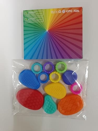 Fidget Sensory Stone Toys for Kids & Adults, 12 Pack Soft Textured Worry Stone & Ring, Calming Tools for Autism ADHD Anxiety Relief, Quiet Stress Relief Toy, Party Favor or Basket Stuffer Gift - Thumbnail 2