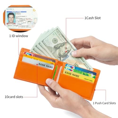 SENDEFN Wallet for Men RFID Blocking Bifold Leather Credit Card Holder - Thumbnail 2