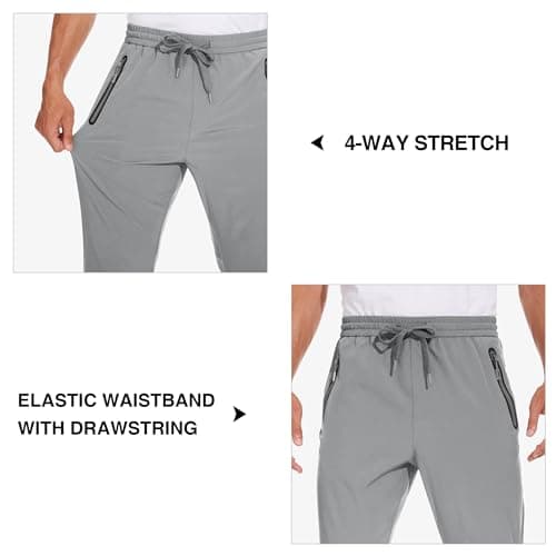 MOURCE Athletic Fit Quick-Dry Track Mens Pants - Drawstring Men's Joggers Golf Breathable, Light Grey 3XL - Thumbnail 5