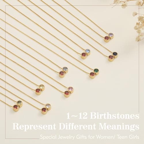 Sistble April Birthday Gifts for Women January Birthstone Necklace Birthday Gifts for Sister 14K Gold Necklaces for Women Dainty Birthstone Crystal Garnet Jewelry - Thumbnail 6