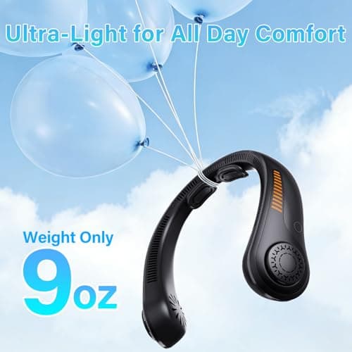 Portable Neck Fan Rechargeable, 5 Speeds, Lightweight, Long Lasting, Battery Operated All-Around Cooling Quiet Personal Fans for Travel Camping Cooling Essentials, Birthday Gifts for Women Men Mom Dad - Thumbnail 3