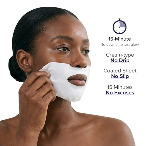 TIMESAVVY Sealing-in-Moisture Mask | No-Slip, No-Drip, No-Mess 15-Minute Triple-Layer Sheet Mask | Niacinamide, Adenosine &Collagen for Hydration,Firming & Glowing Skin | (18gx5ea) - Thumbnail 3