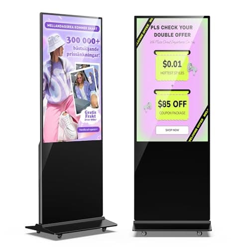 JIYANG 49 Inch Digital Signage Display, Indoor Floor Standing Advertising Display Kiosk Android System,Commercial LCD Totem Support HDMI-in,Free Customization Stickers and Lifetime CMS System(Black)