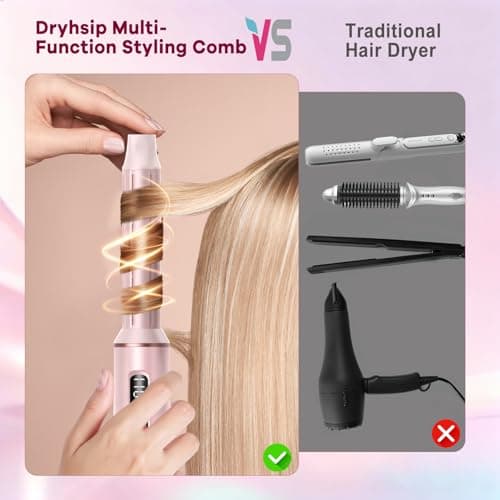5 in 1 Hair Styler & Air Dryer Wrap Curler, Low-Speed Negative Ionic Hair Tools Drying, Multi Air Styler, Professional Blow Dryer Brush for Curling Volumizing Straightening Styling (Pink) - Thumbnail 5