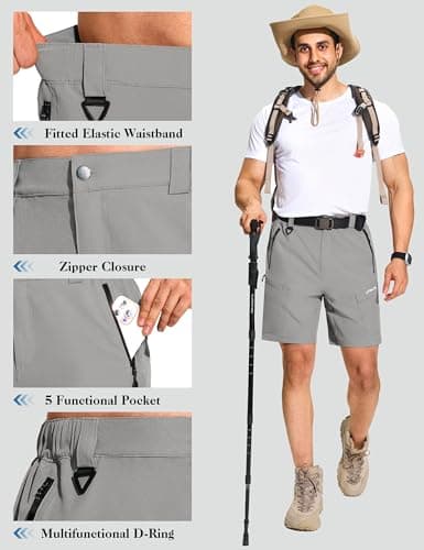 KPSUN Men's 7" Hiking Cargo Shorts Lightweight Quick Dry Tactical Golf Shorts with Zipper Pockets for Fishing Camping Work(SandKhaki XL) - Thumbnail 5