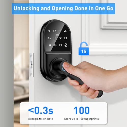 Smart keypad Door Lock with Handle，Fingerprint Keyless Entry Digital Lock with Built-in doorbell for Front Door,Bedroom,biometric Door knob, APP Control - Thumbnail 4