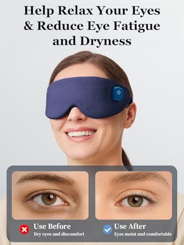 Heated Eye Mask, Cordless Warm Eye Compress for Dry Eyes, Birthday Christmas Gifts for Women Men, Washable Eye Heating Pad for Travel, Eye Relief, Improved Sleep (Blue) - Thumbnail 4