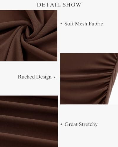 BTFBM Women's Maxi Dresses Fall 2026 Long Sleeve Ruched Bodycon Dress Square Neck Cocktail Party Wedding Guest Dresses(Coffee,Large) - Thumbnail 5