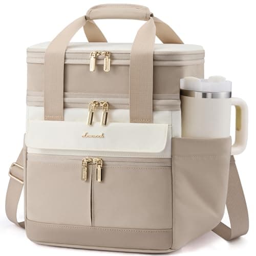 LOVEVOOK Insulated Lunch Bag Women Men,Expandable Double Deck Lunch Box for Women With Large Cup Holder,Leakproof Cooler Bag For Adult Lunch Tote Bag Work Picnic Beach with Adjustable Shoulder Strap - Image 1