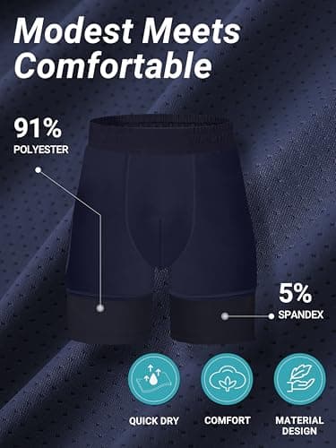 Arcweg Mens Swim Trunks 7 inch Quick Dry Bathing Suits Casual Swimwear for Men with Mesh Liner & Zipper Pocket Navy Blue - Thumbnail 6
