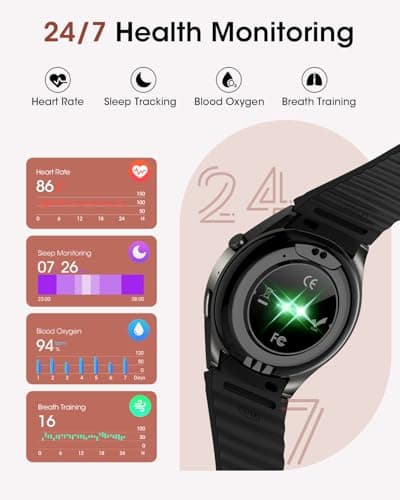 Smart Watch (Make/Answer Calls), 1.26" HD Smart Watches for Men/Women with Sleep/Heart Rate/SpO2 Monitor/120+ Sport Modes, Waterproof Fitness Tracker Watch, Smartwatch for iPhone/Samsung/Android, Gift - Thumbnail 2