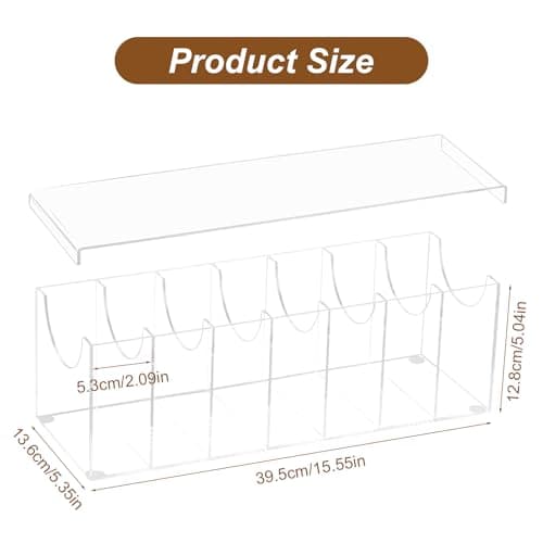 Belt Organizer, Acrylic Belt Storage Holder for Closet Drawer with 7 Compartments, Belt Holder Organizer with Dust Cover Box Holder, Clear Belts Display Case for Watch, Jewelry, Socks - Thumbnail 2