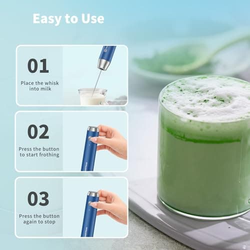 Maestri House Rechargeable Milk Frother with Stand, LunaFro Handheld Electric Foam Maker Waterproof Detachable Stainless Steel Whisk Drink Mixer Foamer for Lattes, Cappuccino - Thumbnail 6