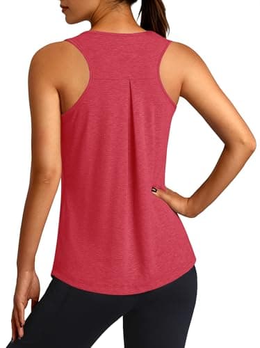3rd hill Workout Tank Tops for Women Racerback Sleeveless Yoga Top Loose Fit Gym Shirt Running Athletic Tanks Red XL - Image 1