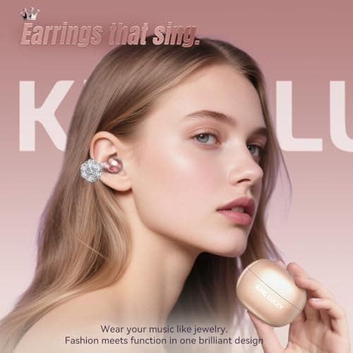 King Lucky i121 Open Ear Clip On Earbuds Wireless Bluetooth Ear Clip Headphones with Mic,Noise Cancelling, Waterproof IPX4,for Small Ears,Perfect for Running,Sports,and Glasses Wearers (01-Pink) - Thumbnail 2