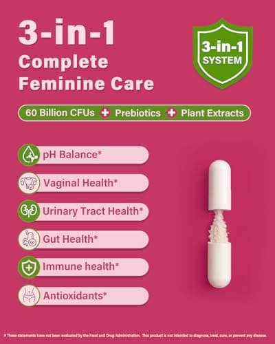 Anven Health Probiotics and Organic Prebiotics for Women pH Balance & Digestion- 60 Billion CFU Vaginal Probiotics with Cranberry D-Mannose, Vegan & Non-GMO for Urinary Tract & Immune | 90 Caps - Thumbnail 3