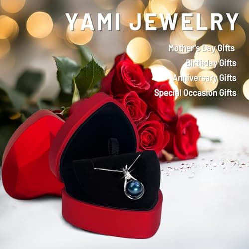 YAMI Tahitian Black Pearl Necklace 10-11mm Saltwater Cultured Pearl Jewelry with 925 Sterling Silver Adjustable Chain for Women, Mom, Wife, Luxury Gift for Birthday, Mother's Day, Anniversary - Thumbnail 6