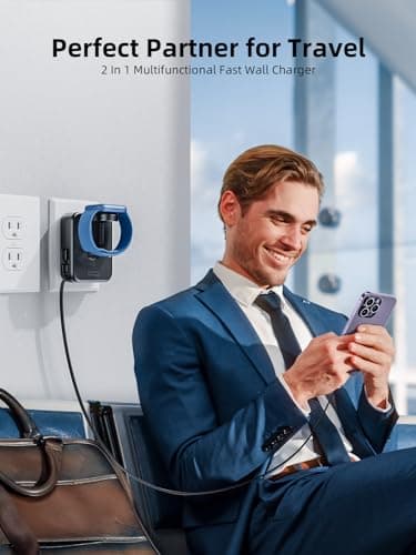 AFLYDOG for Apple Watch Charger Block, 2 in 1 Wall Charger with Built-in Retractable Charging Cable, Travel Foldable Plug Power Adapter Compatible with iPhone iWatch (Black) - Thumbnail 3