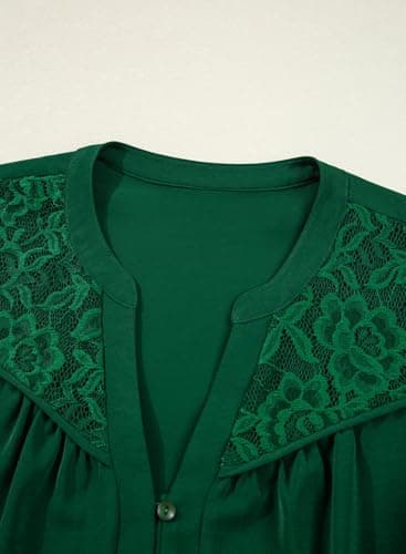 Dokotoo Womens Long Sleeve Tops Dressy Casual Spring Clothes Business Work Blouses Emerald Green Button Down Shirts V Neck Blouses for Women XXL - Thumbnail 5