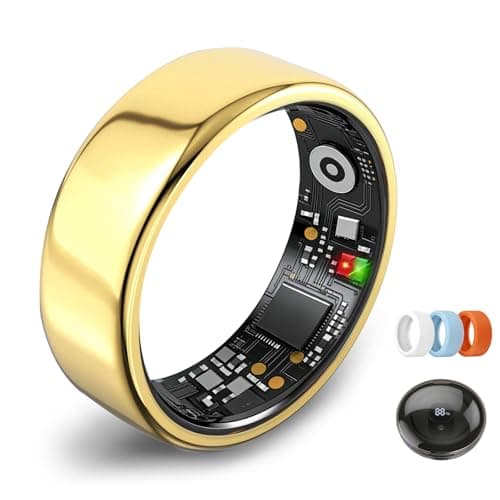Smart Ring for Women Men,Fitness Tracker Ring,Heart Rate,Blood Oxygen,Step Tracker,Sleep Tracker,Meditation Assistance,No Subscription Fee,IP68 Waterproof Smart Ring for iphone&Android(Gold 10) - Image 1