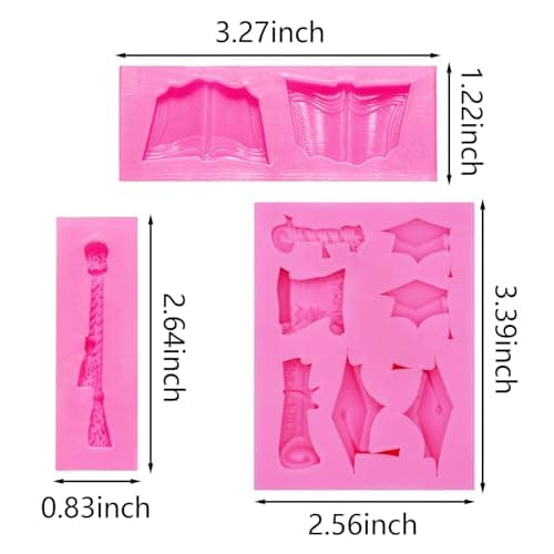 Graduation Candy Chocolate Molds 2026 Graduation Party Favors Congratulations Congrats Grad Cake Cupcake Toppers Decorations Silicone Candy Melts Fondant Cookie Cake Pop Gummy Molds for Baking, 6 Pcs - Thumbnail 3