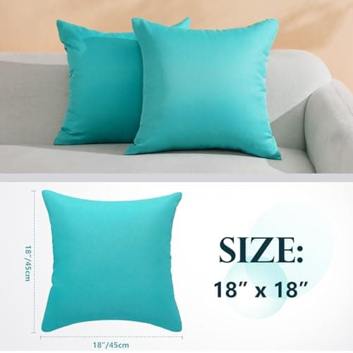 fauson Outdoor Pillows 18x18 Set of 4 Outdoor Pillows Waterproof Square Pillow Covers Cushion Cases for Patio, Couch, Tent and Sofa - Thumbnail 2