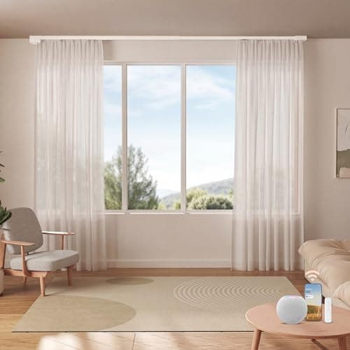 Remac M1 Motorized Curtain Track, Apple Home Certified No-Cut Adjustable Rail, Smart Track (Matter, Alexa, Google), Ceiling/Wall Mount for Bedroom Living Room 66"-114" - Image 1