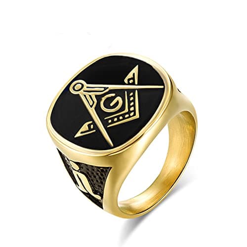 YLWJSP Freemason Gifts Biker Rings Master Mason Ring Signet Style Jewelry Signet Band (Masonic Rings G 7) - Image 1