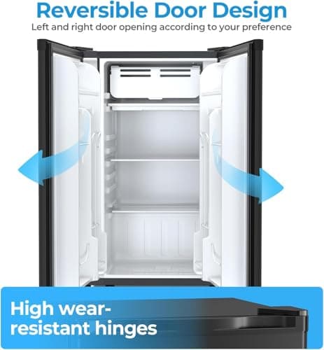 COWSAR 3.2 Cu.Ft Mini Fridge with Freezer, Reversible Door Compact Refrigerator with 7-Speed Thermostat, Small Fridge for Office Dorm, Upright Freezer Style (BLACK) - Thumbnail 3