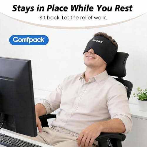 Comfpack Migraine Relief Cap with 30% Longer Cold, Headache Relief Hat Ice Pack Mask Product, Soft Cooling Gel Head Wrap Cold Therapy Hat for Migraine, Sinus Pain, Stress Relief, Sleep & Hangover - Thumbnail 5