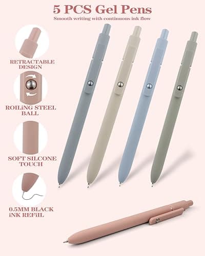 54Pcs Aesthetic School Supplies Set with Large Pastel Pencil Case 12 Dual Tip Highlighters, 6 Gel Pens, 5 Black Pens, 5 Mechanical Pencils (0.5-2.0mm) for Students Stationary College Essentials Gifts - Thumbnail 5