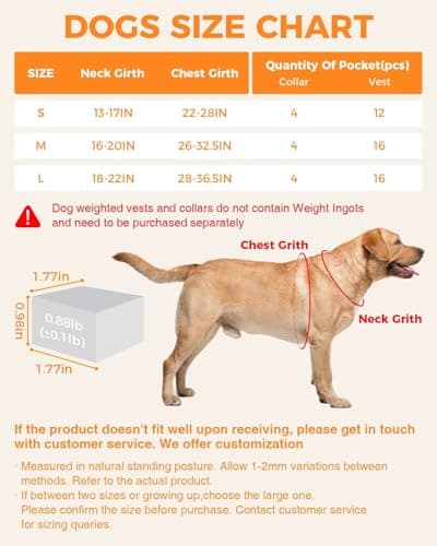 LISPOO Tactical Weighted Dog Vest for Exercise with Adjustable Weighted Collar, Pocketed Design, Dog Weight Vest Suitable for Walking, Strength Training, Muscle Building with Medium & Large Dogs (L) - Thumbnail 6