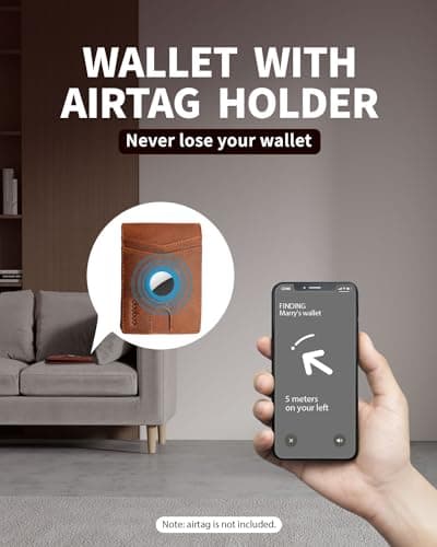 doeboe Mens Wallet - AirTag Compatible Bifold Wallet for Men, Slim Leather RFID Blocking 8-Card Holder (ID Window + Cash Pocket), Minimalist Front Pocket Gift Wallet [No AirTag Included] - Thumbnail 2