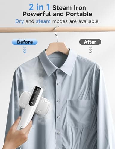 Steamer for Clothes,1200W Powerful Portable Steamer Iron,15s Fast Heat-up,100ml Tank,20 Min Continuous Steam, Wrinkle Remover for Travel, Home, Office(Serene white) - Thumbnail 2