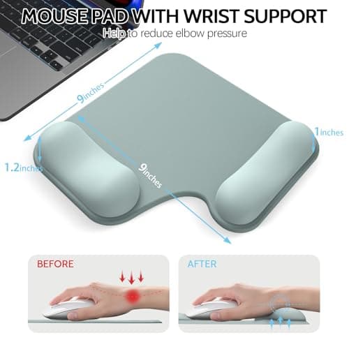 Mcapirivo Ergonomic Mouse Pad with Gel Wrist Rest (1"& 1.2" Dual Height) - Cyan Mouse Pads Compact Mousepad Desk Mat Office, Gaming & Carpal Tunnel Relief | Non-Slip Rubber Base - Thumbnail 3