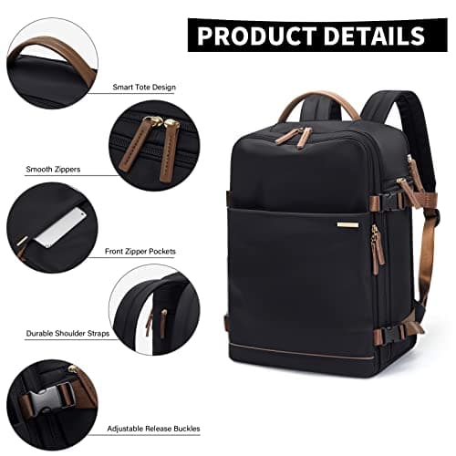 GOLF SUPAGS Laptop Backpack with Separate Laptop Compartment Fits 15.6 Inch Notebook Large Capacity Computer Bag for Women Work Travel College Backpacks (Black) - Thumbnail 3