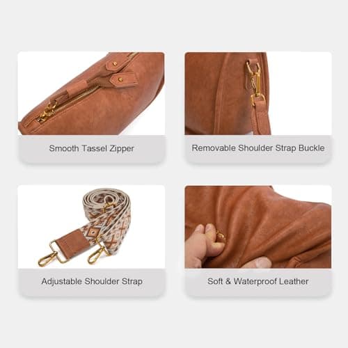 Pemilen Shoulder Bag Handbag for Women, Small, Brown - Thumbnail 6