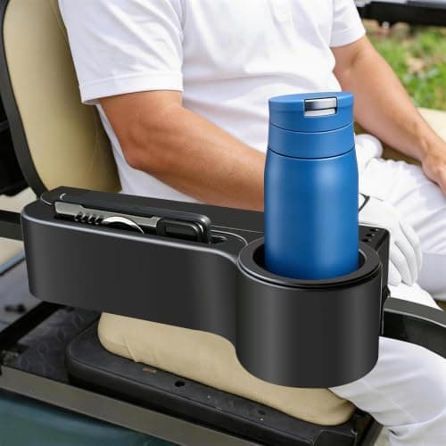 ProCartFit Upgrade Golf Cart Rear Seat Armrest with Cup Holder, UV-Proof Golf Cart Accessories for EZGO, Club Car, Yamaha, All-in-One Arm Rest Fit 1"/1.25" Square Tube, No Drilling, Black - Thumbnail 4