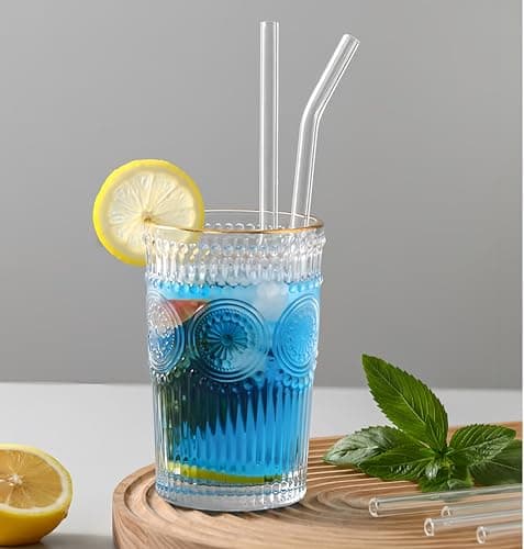 10 reusable high borosilicate glass straws and brushes, size 7 inches x 8 millimeters, including 4 straight pipes, 4 elbows, and 2 cleaning brushes, for juice, coffee, and cocktails - Thumbnail 2