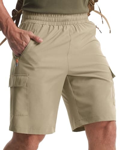 Libin Men's Hiking Cargo Shorts Lightweight Quick Dry Athletic Casual Shorts for Golf Outdoor Active Zipper Pockets, Khaki, XX-Large - Image 1