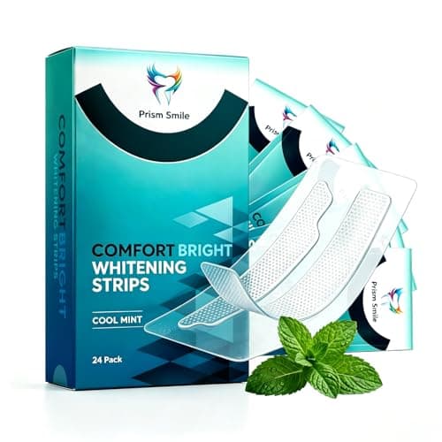 Prism Smile Teeth Whitening Strips, 48 Count 24 Days Treatment, Non-Slip Cool Mint Whitening Strips, Enamel Safe Zero Sensitivity for Sensitive Teeth, Removes Coffee Tea Wine Tobacco Stains - Image 1
