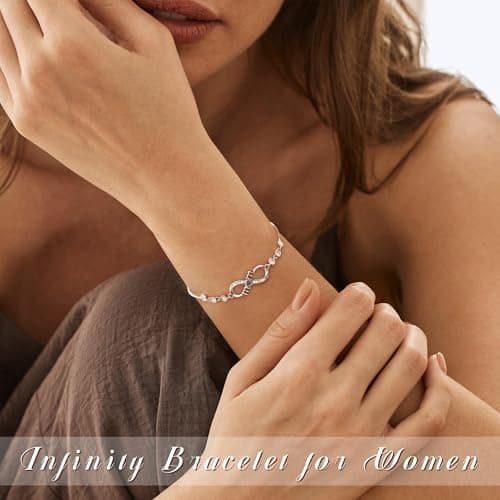 BAYLAY Daughter Gifts from Mom, Infinity Bracelets for Women 18K Plated Silver Infinity Bracelet Gaughter Bracelets from Mom Jewelry Birthday Gifts for Daughter - Thumbnail 2