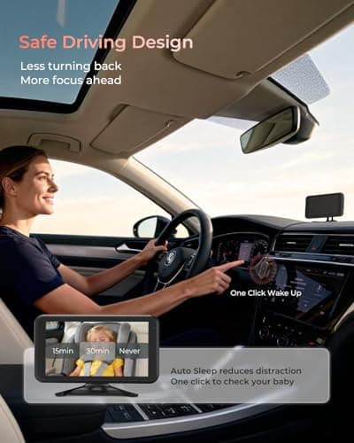 Babyvue BV6 Wireless Baby Car Camera Fast Setup, HD1080P No Wiring Car Baby Monitor with Auto IR Night Vision, 5.2" Display Backseat Camera 3X Zoom for Kids - Thumbnail 5