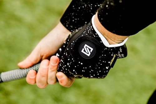 SKIVE Golf Premium Golf Glove | 100% AAA Cabretta Leather | Cool Golf Gloves Men | Serious Feel & Performance | Black Golf Glove Left Hand - Thumbnail 2
