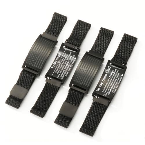 GLEZZA Gifts for Dad to be, Stainless Steel American Flag Bracelet Jewelry for Men, Father’s Day Birthday Christmas Gifts,Adjustable Size (To Dad to be) - Thumbnail 4